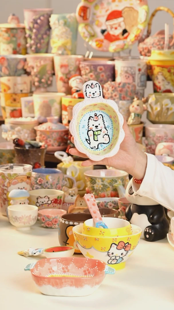 摆件陶景德镇釉下彩手绘设计师款陶瓷