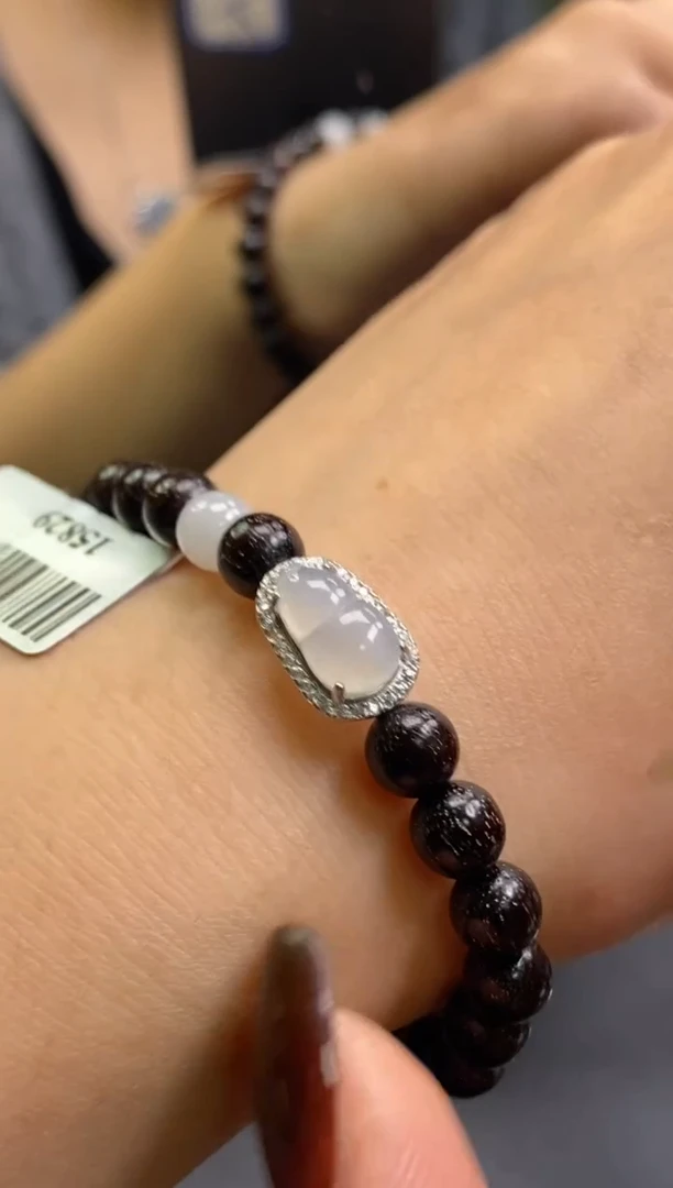 颈饰银S925镶嵌翡翠净货15829