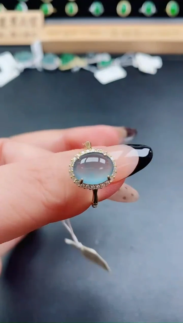 银S925镶嵌戒指翡翠1