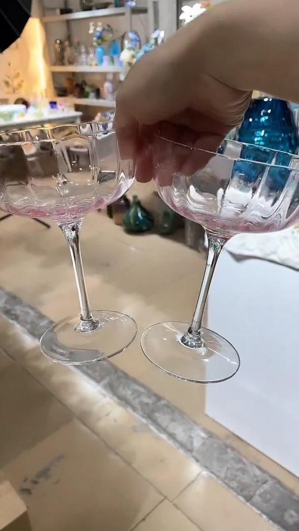 【闪购商品】水晶玻璃2只原色宽楞甜品杯