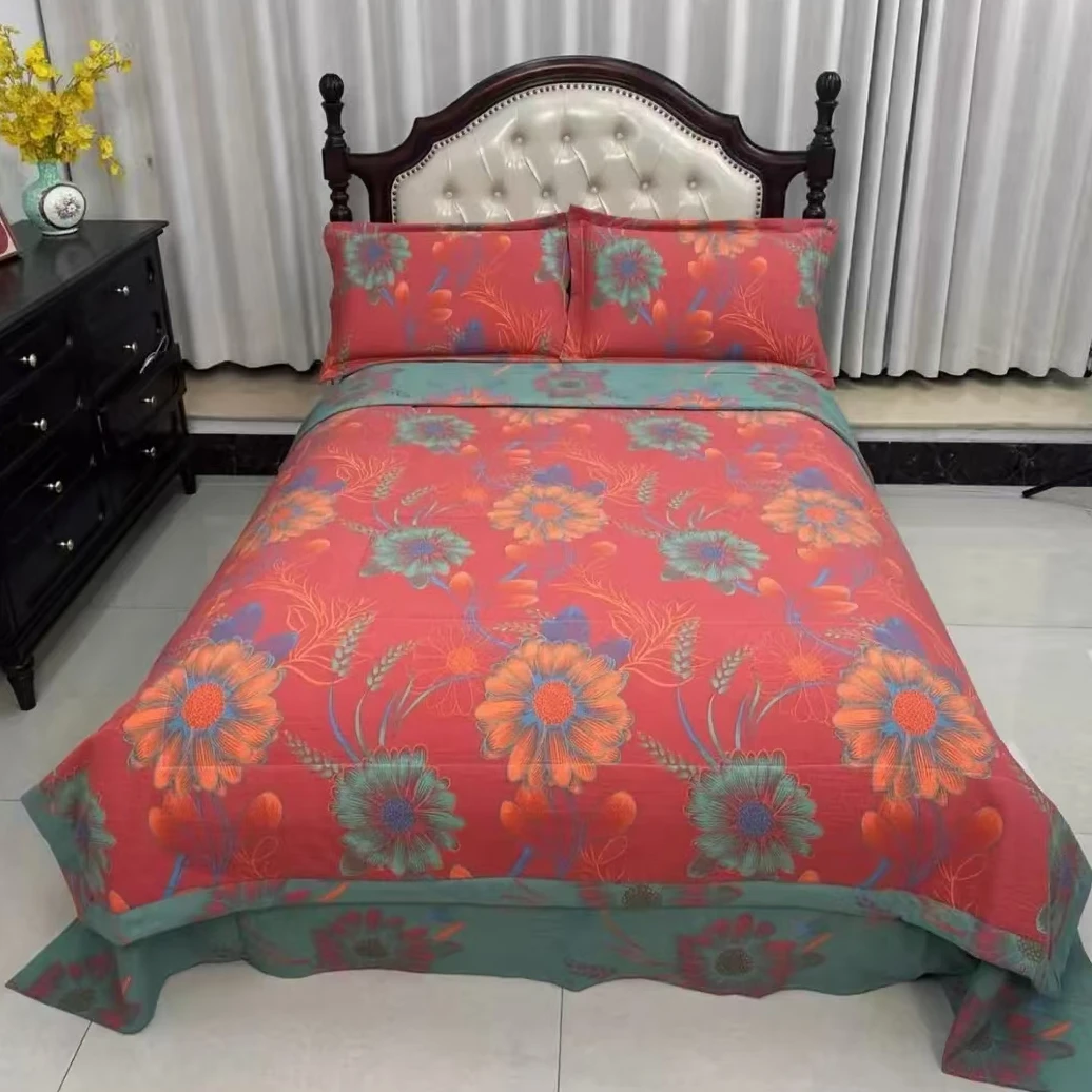 双层纱夏被四件套高级感轻奢大气透气舒适四季通用-稻香花开