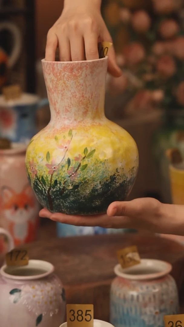 陶瓷400景德镇设计师手作花器摆件侘寂风