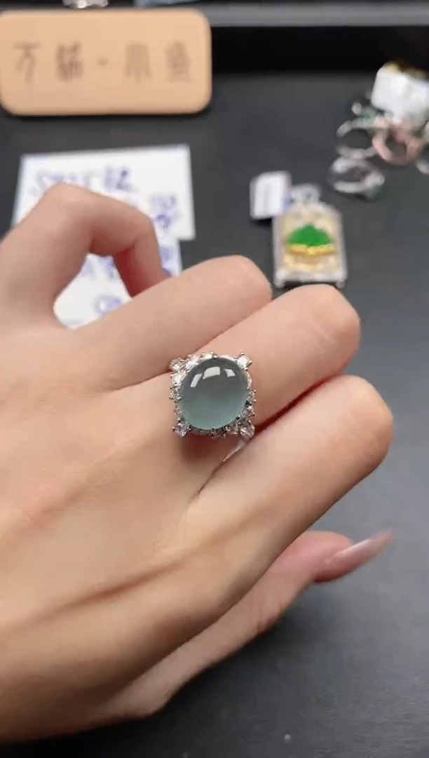 银S925镶嵌戒指翡翠51511