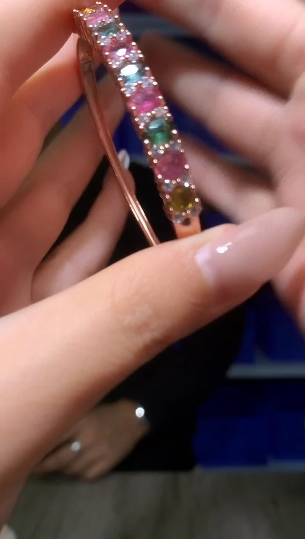 银S925镶嵌手镯碧玺【宝石世家严选】