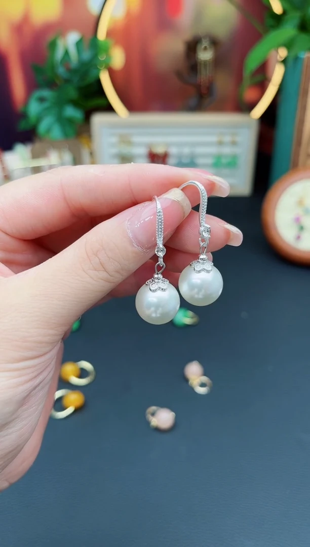 耳饰银S925镶嵌拼合珍珠（马贝珠）239