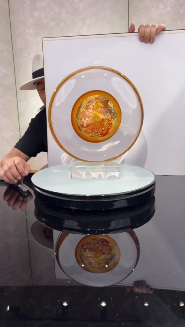 摆件琥珀金行星+透明小底座