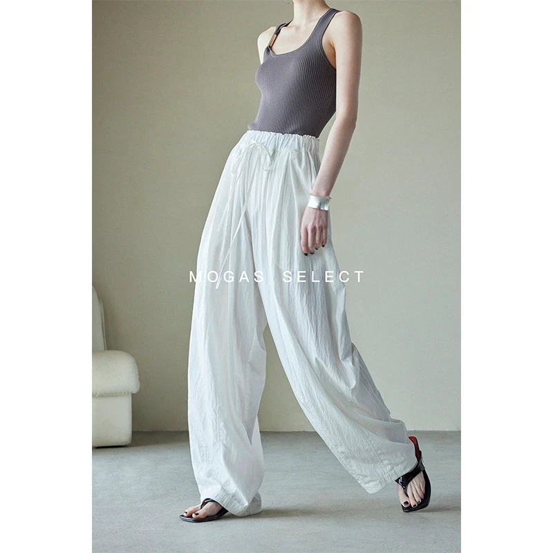 MOGAS.【达人专属】夏日凉凉裤慵懒垂感山本裤抽绳褶皱空气阔腿裤