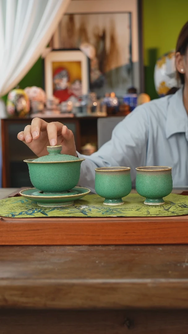 摆件景德镇釉下手绘陶瓷茶具，咖啡杯