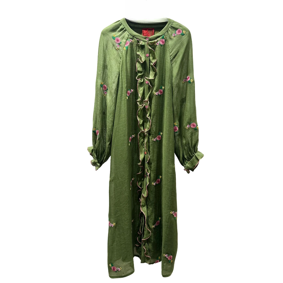 （堤岸）时尚连衣裙百搭女士中式印花设计师绣花重工刺绣紫色复古