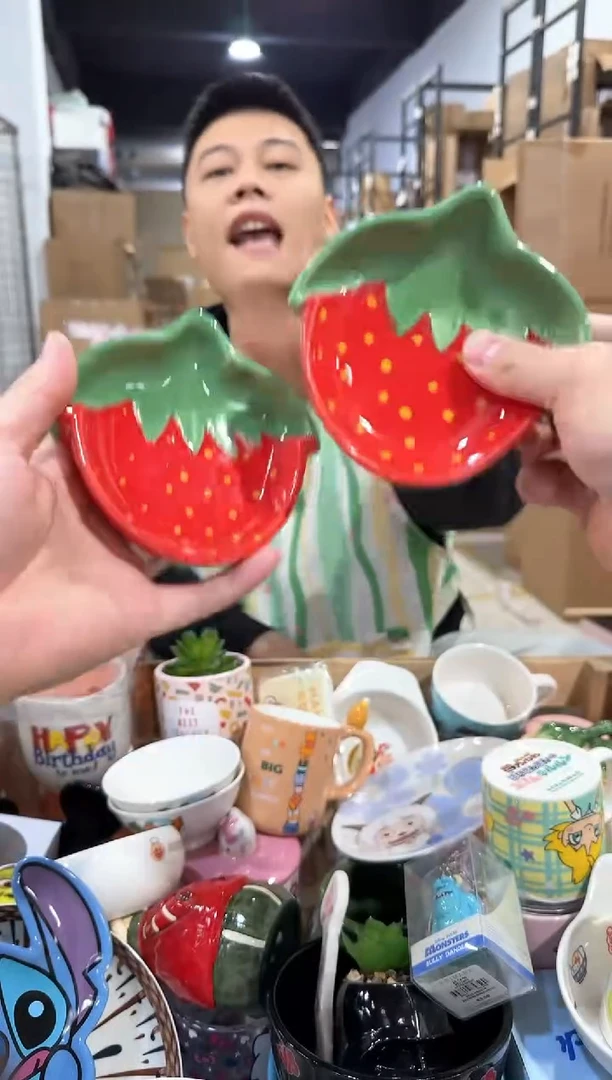 瓷片草莓小碟子2件套