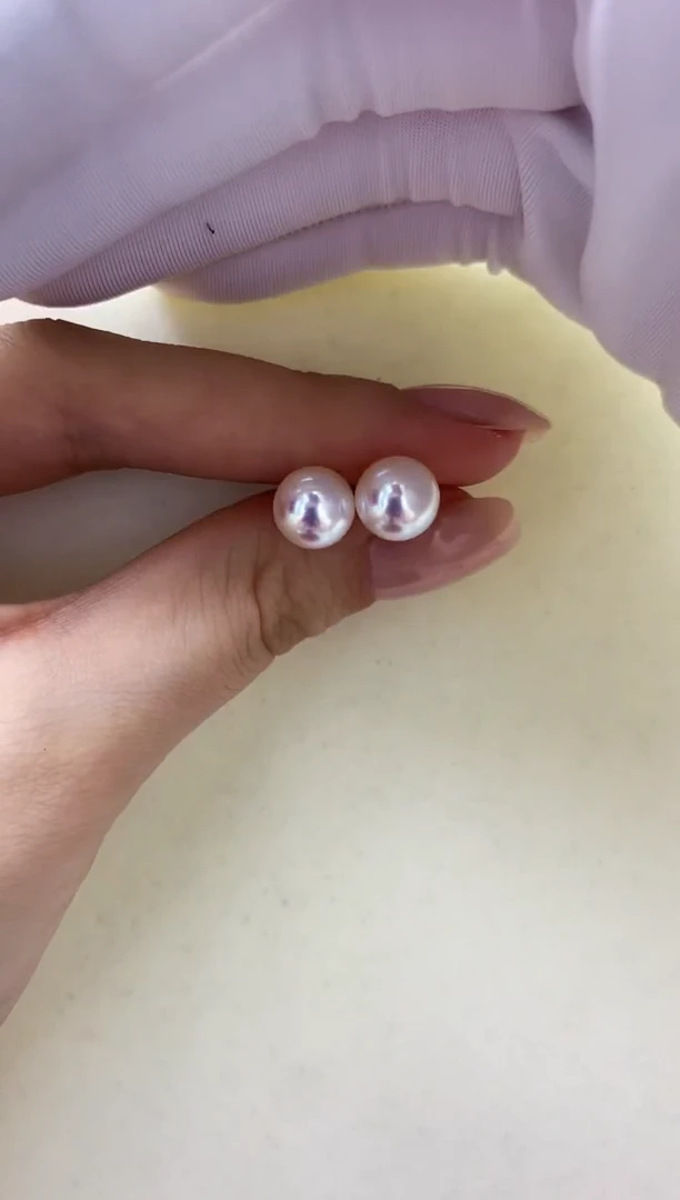 18K金镶嵌DA海水珍珠 GD125 akoya素钉8.5-9MM