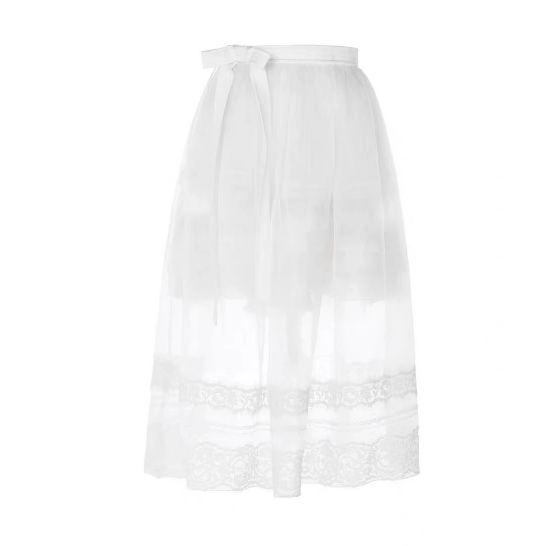 LeFame/拉飞姆赵美延同款2025秋季蝴蝶结羽毛长半裙LF25Q41SS095