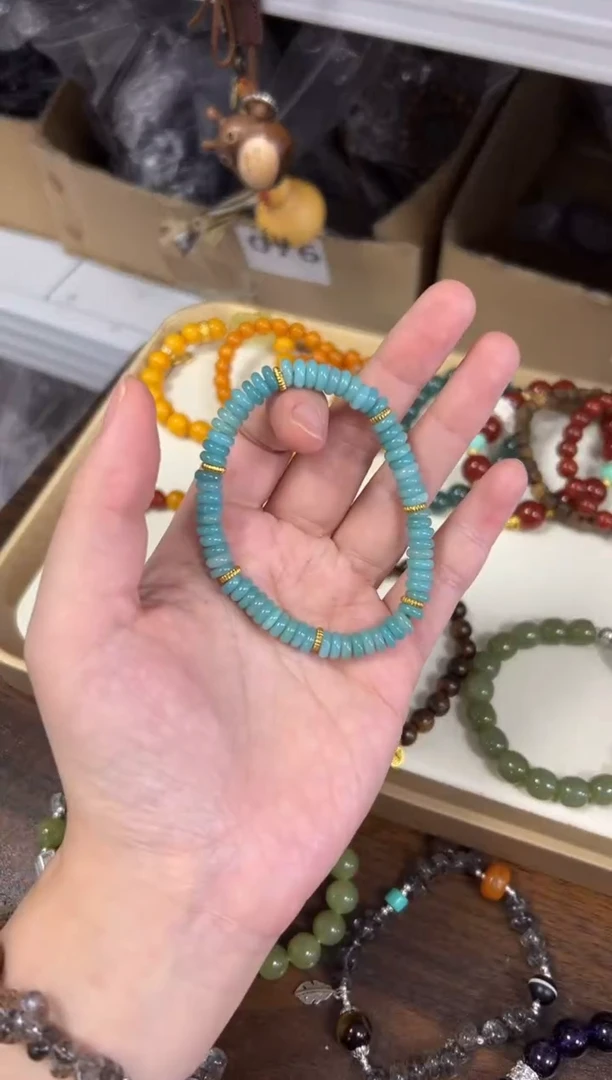 手链未镶嵌天河石老矿天河石精工蝶珠款手链