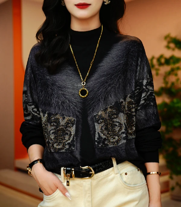 【在仓现货】】新款高级感baby绒洋气保暖时尚百搭显瘦圆领上衣秋冬