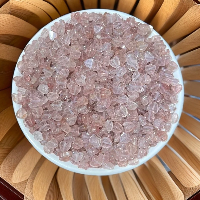 天然散珠 红草莓水晶桃心【K003】6mm 30颗13元