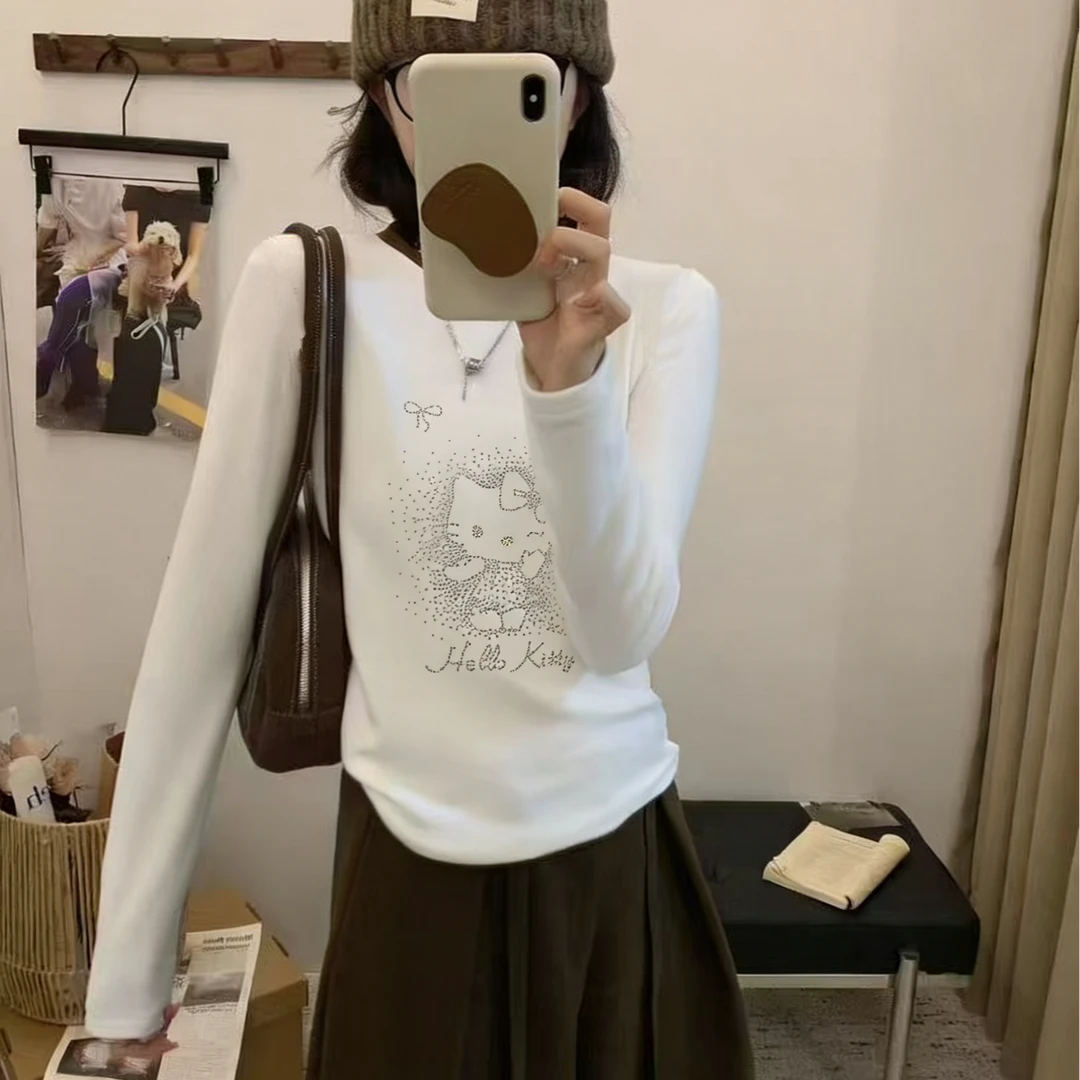 YD-韩系！亮闪KT打底衫25秋冬新款圆领套头休闲长袖T恤打底衫女