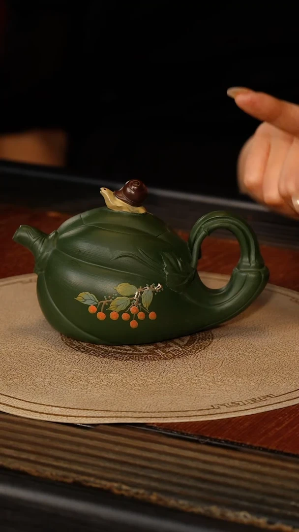 茶壶紫砂宜兴紫砂PQZ 绿泥 南瓜壶