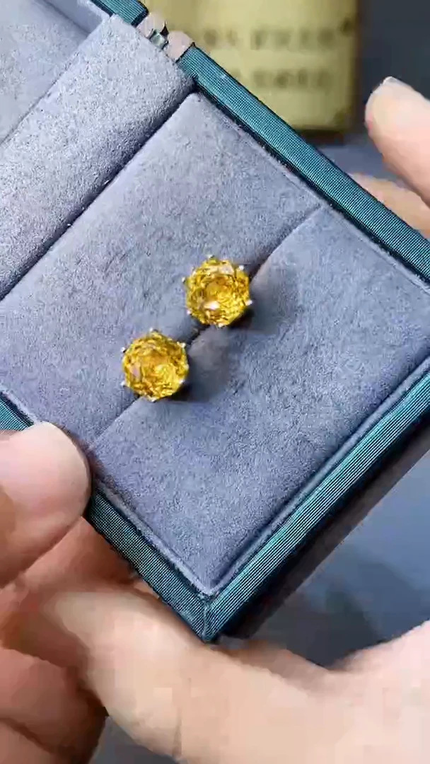 【闪购商品】黄晶耳饰银S925镶嵌354354