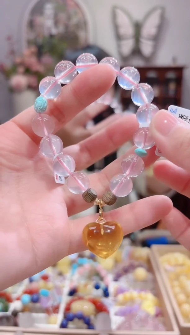 【闪购商品】水晶手链18K金镶嵌特级5A全净体星光粉11.5
