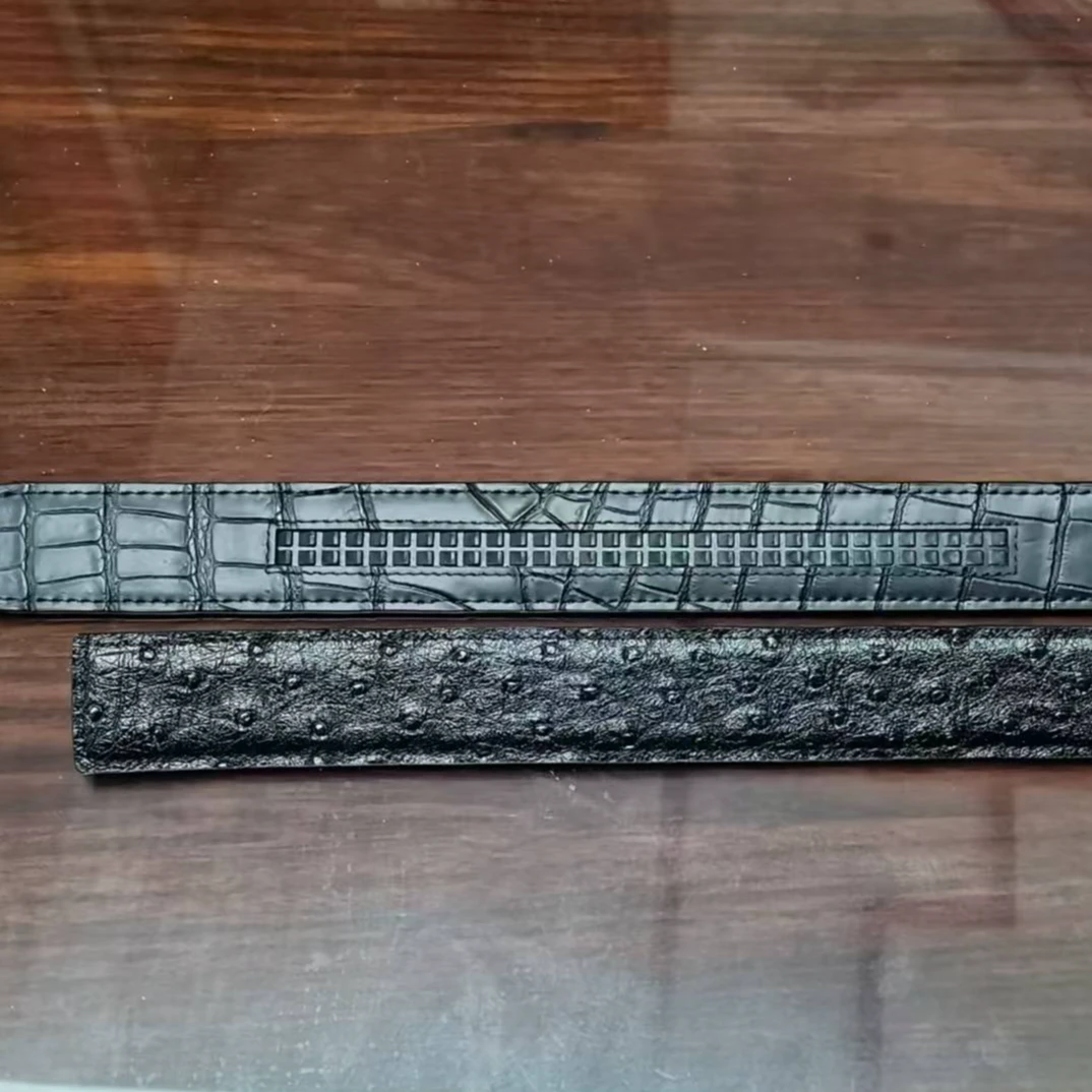 3.5宽自动扣皮带腰带皮具男款时尚休闲百搭女士黑色商务鳄鱼纹