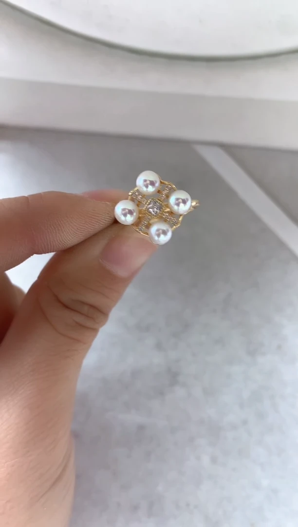 银S925镶嵌戒指淡水珍珠1