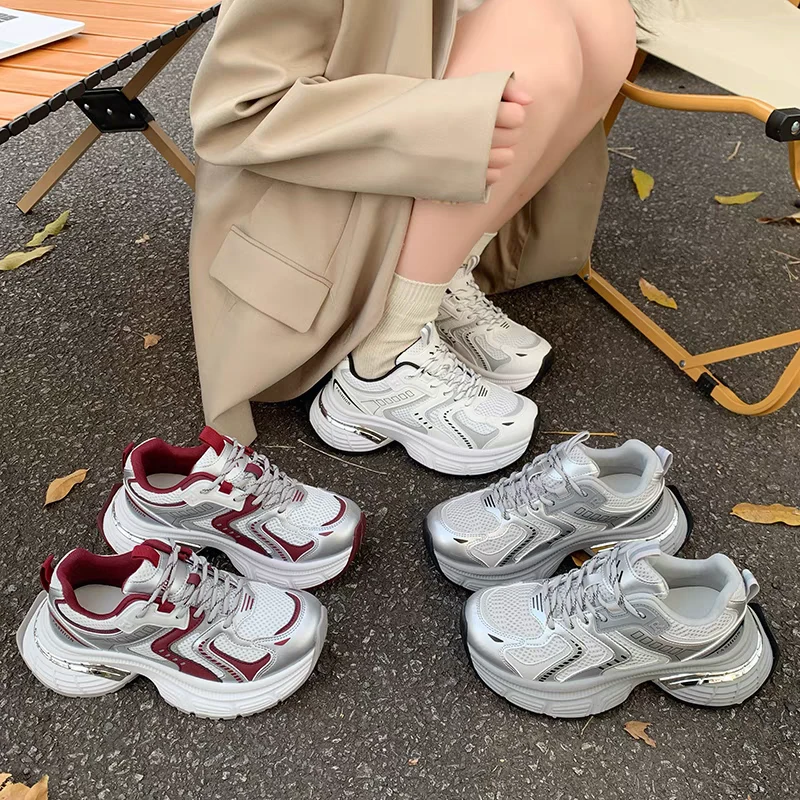 【现货】2025夏季新品时尚老爹鞋网面透气潮流厚底运动休闲鞋女