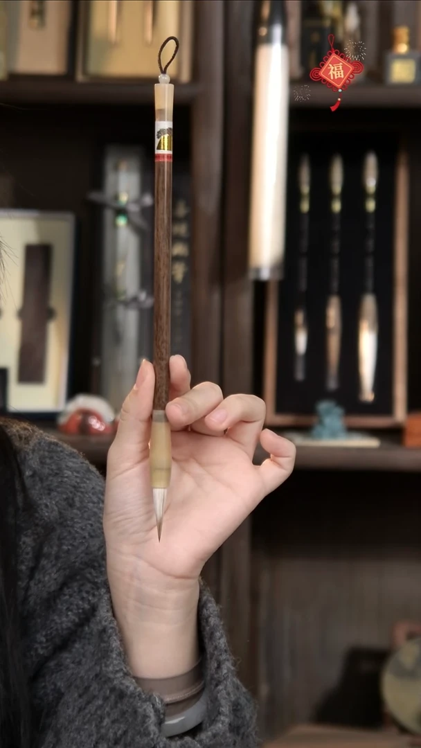 6号 胡桃木牛角纯狼羊兼毫3*0.8