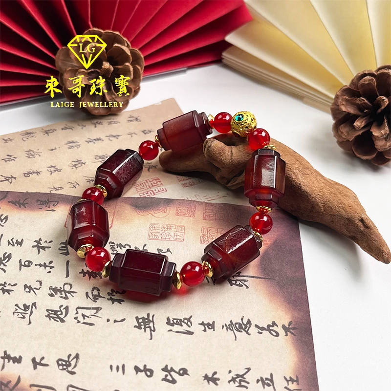 五一特惠【来哥珠宝】藏族黑金血离子DIY设计款手串