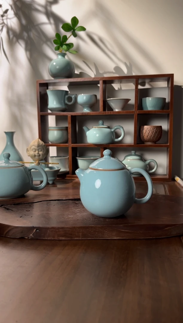 【闪购商品】杯汝窑天青釉色龙蛋茶壶