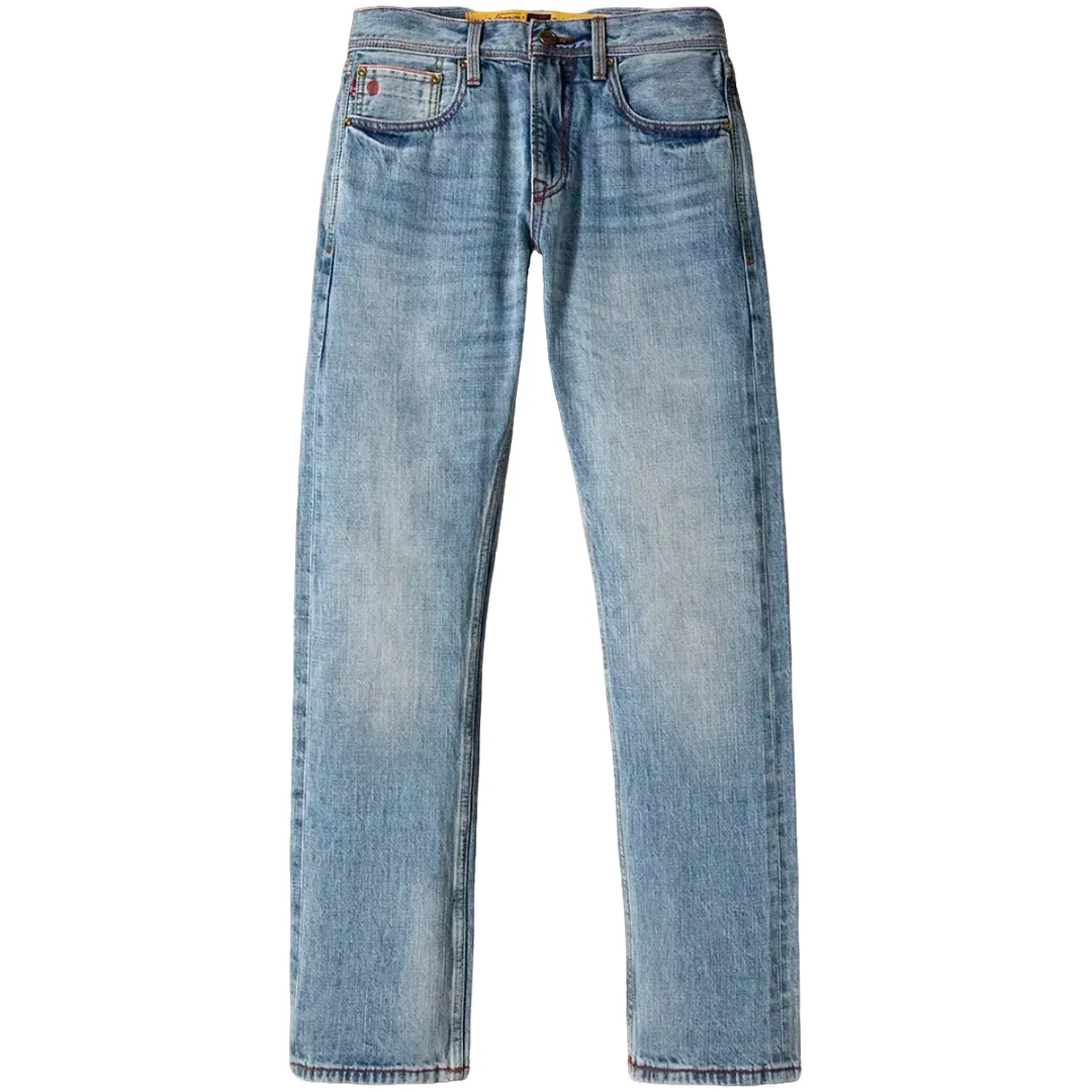 夏季新款赤耳丹宁进口美棉新款11盎司无弹501直筒牛仔裤宽松长裤