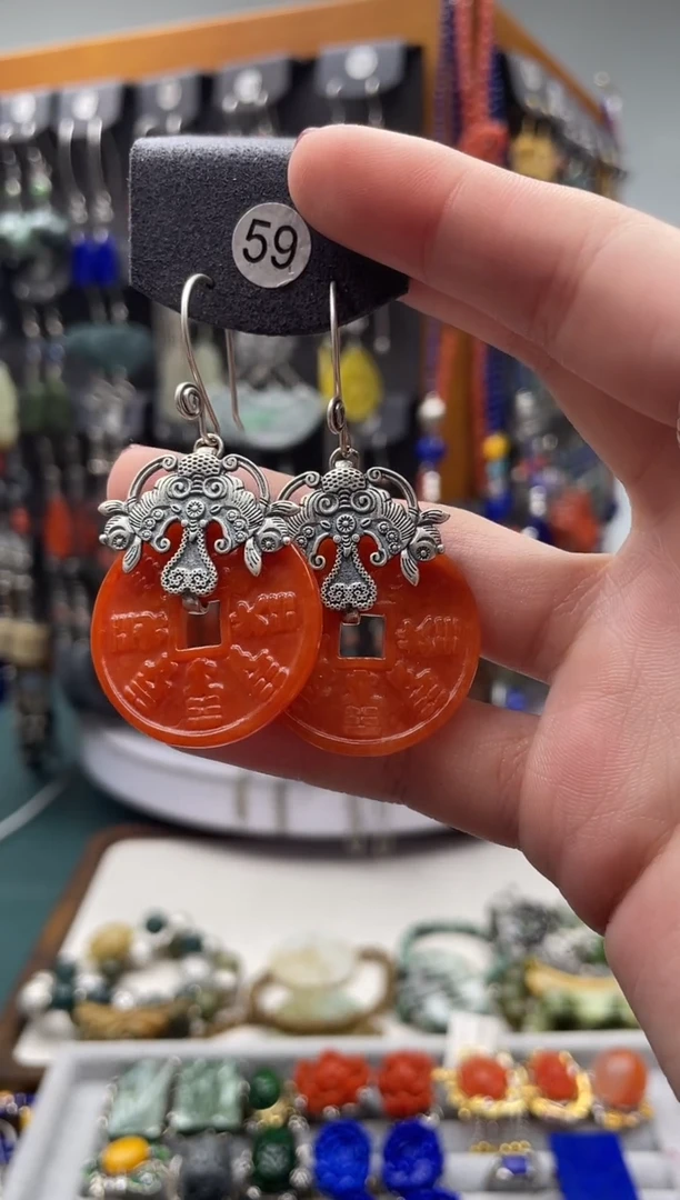 【闪购商品】翡翠耳饰银S925镶嵌饰品