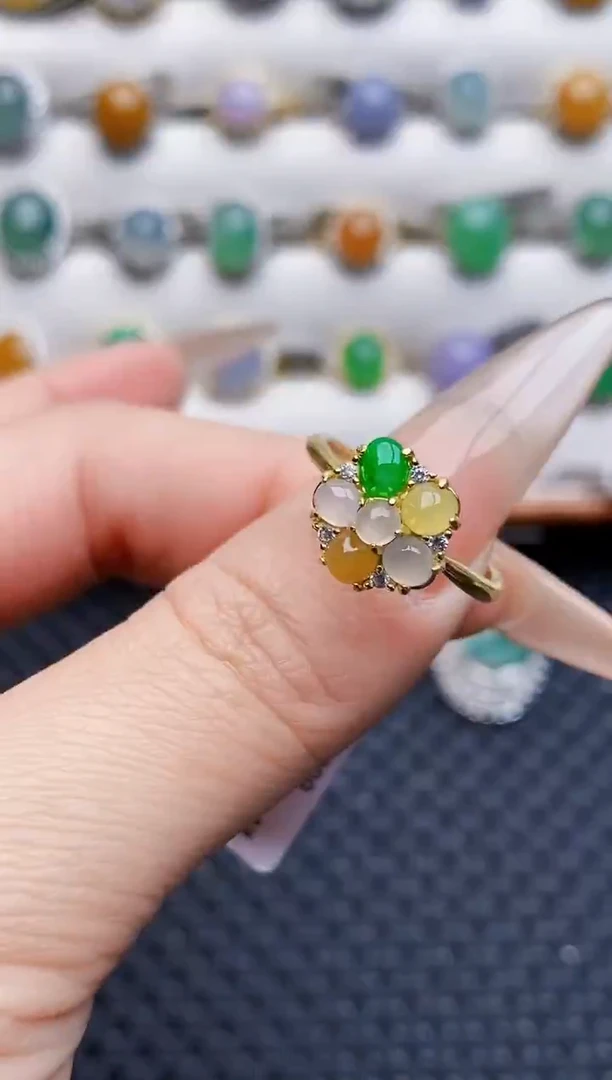 银S925镶嵌戒指翡翠0722