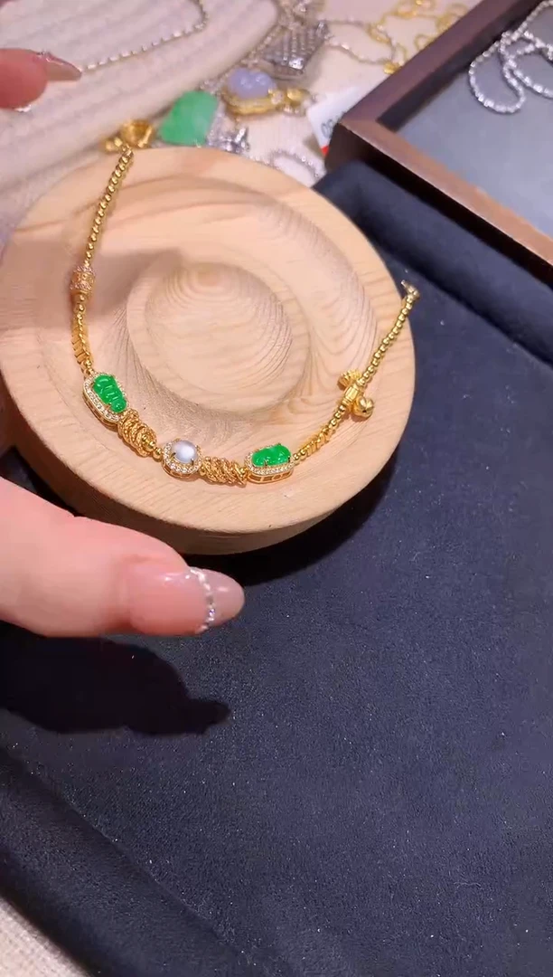 手链翡翠银S925镶嵌手链