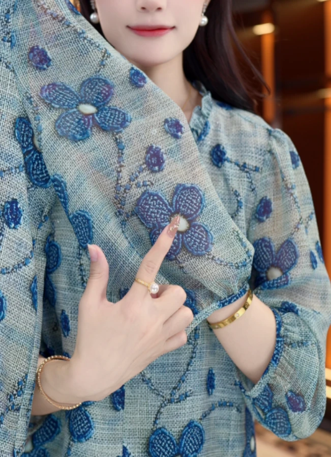 紫烟2025新款新中式国风设计感气质小衫M584金金