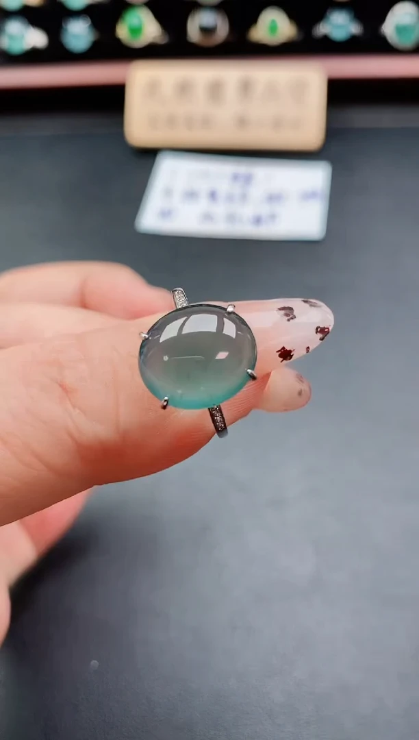 银S925镶嵌戒指翡翠1