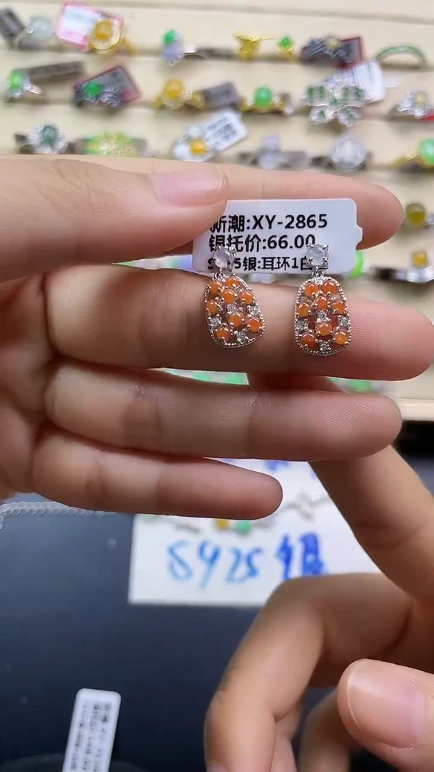 银S925镶嵌戒指翡翠翡翠 蛋面 银S925镶嵌
