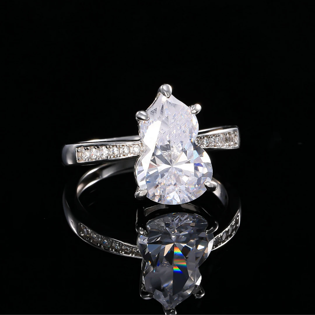 925银合成锆石戒指 木木（SY3410）纯银葫芦开口戒指