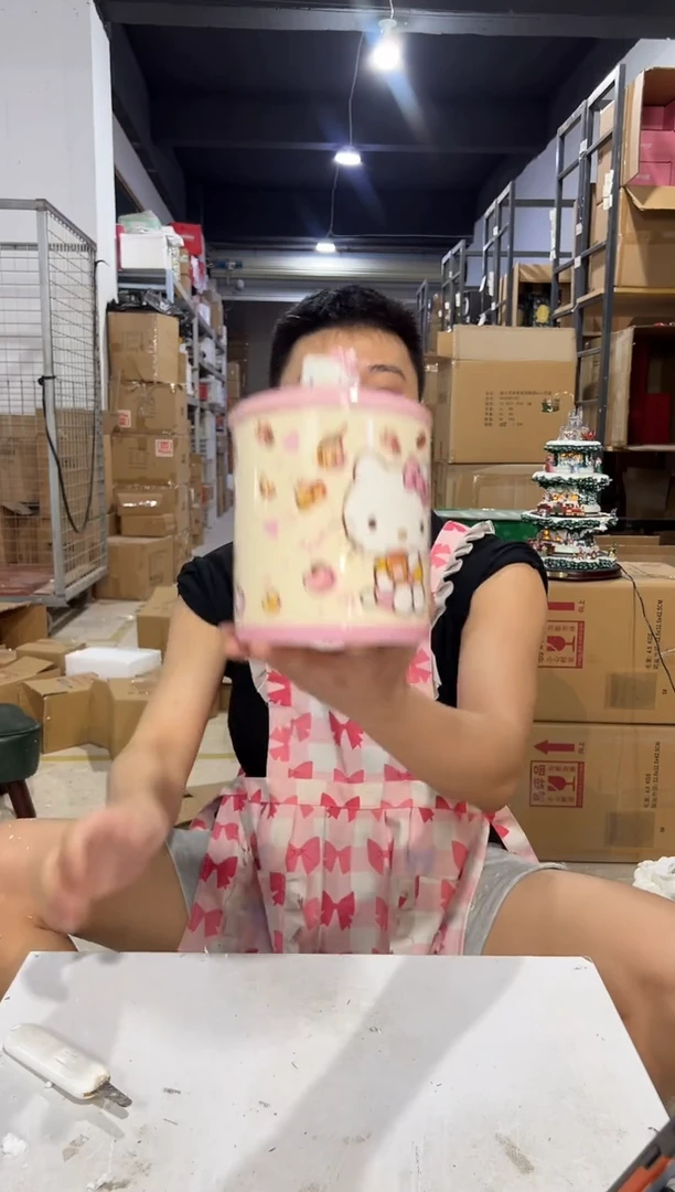 瓷片陶瓷b款粉色kt储物罐