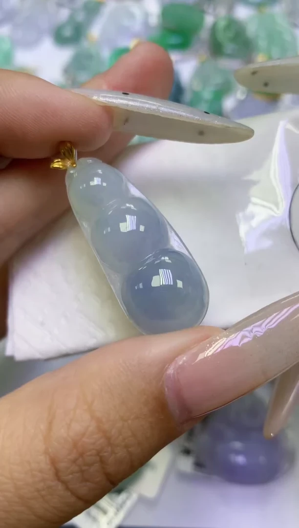 颈饰18K金镶嵌翡翠天然缅甸翡翠A货百元以上9元证书费自理