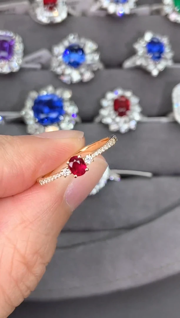 18K金镶嵌戒指红宝石【闪购】0.28ct/七天鉴赏/无烧鸽血红