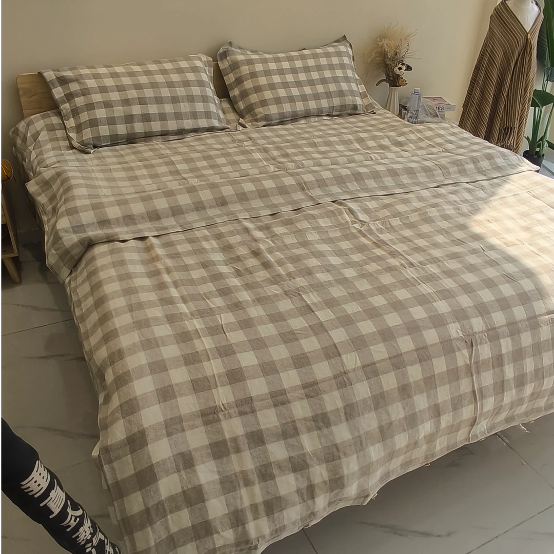 提拉米苏——纯亚麻欧式风格子四件套