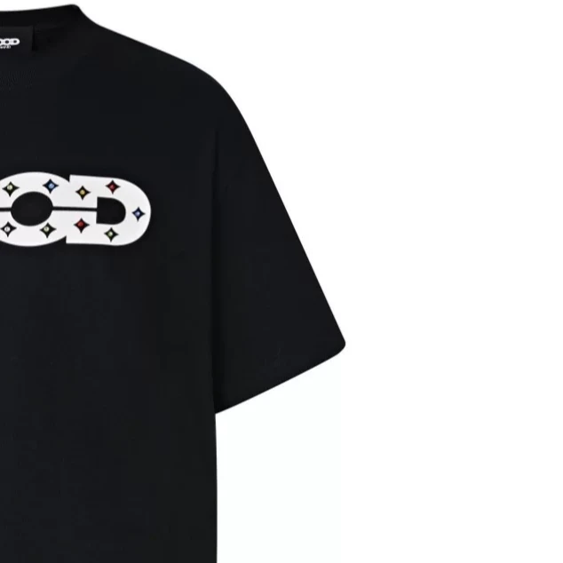 2号-GDGOOD镂空LOGO彩钻T恤-黑色good短袖