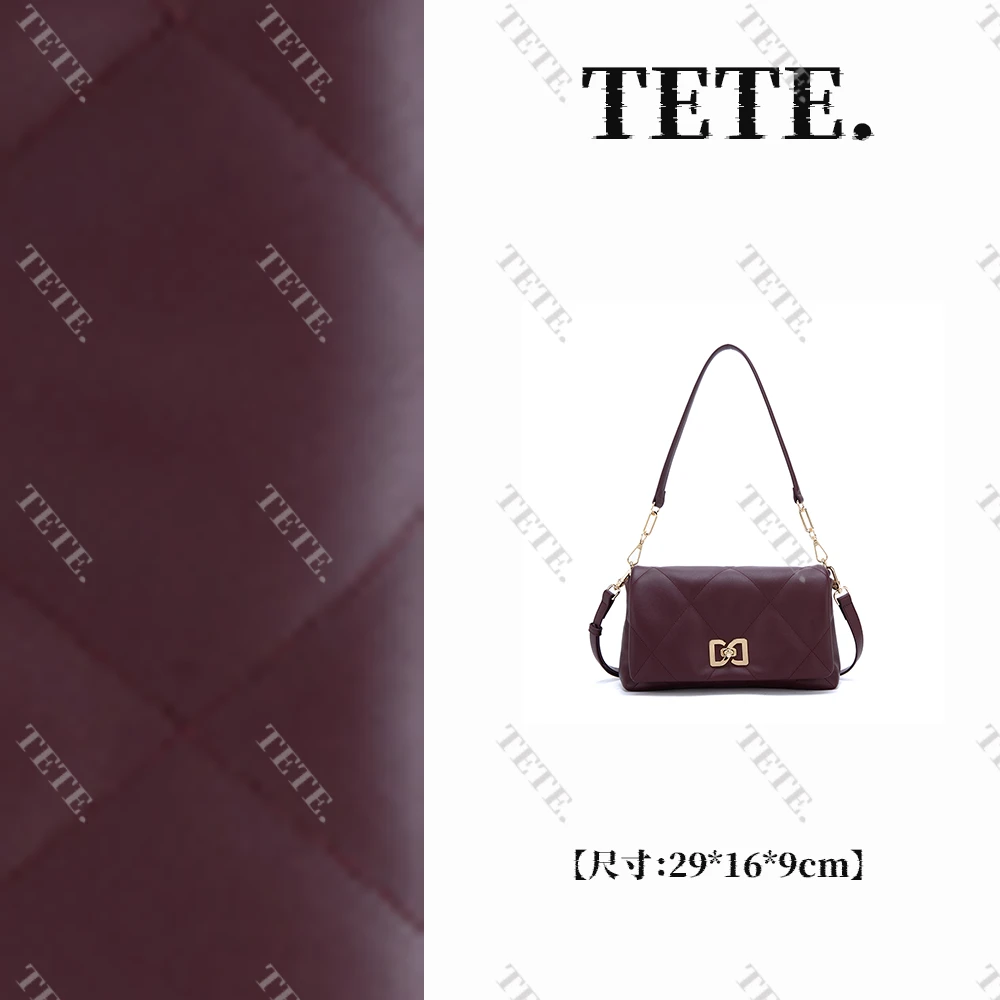 【特特甄选】BF-68369-帝国红链条单肩斜挎包牛皮包绣线时尚女包