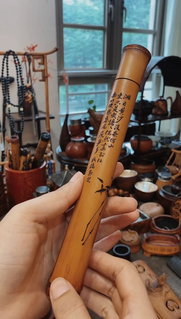 竹竹子手工雕刻香筒