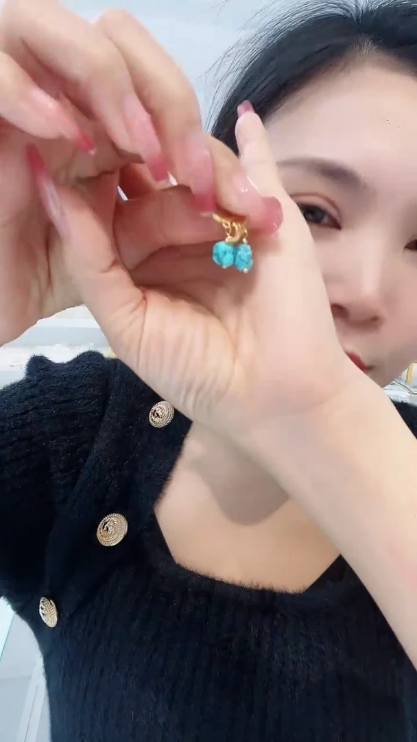 【闪购商品】绿松石耳环银S925镶嵌发货一件