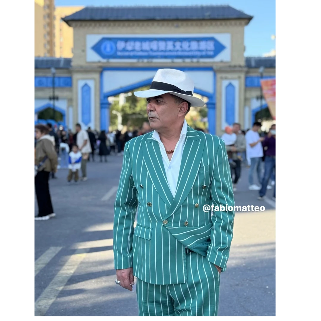 【定制款】西服套装男两件套正装定制款时尚休闲春夏商务条纹气质