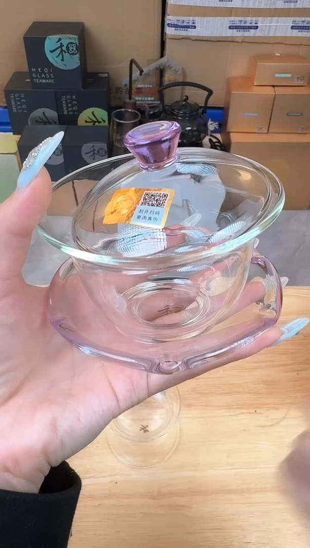 【闪购商品】@@禾器禅语盖碗浅紫色