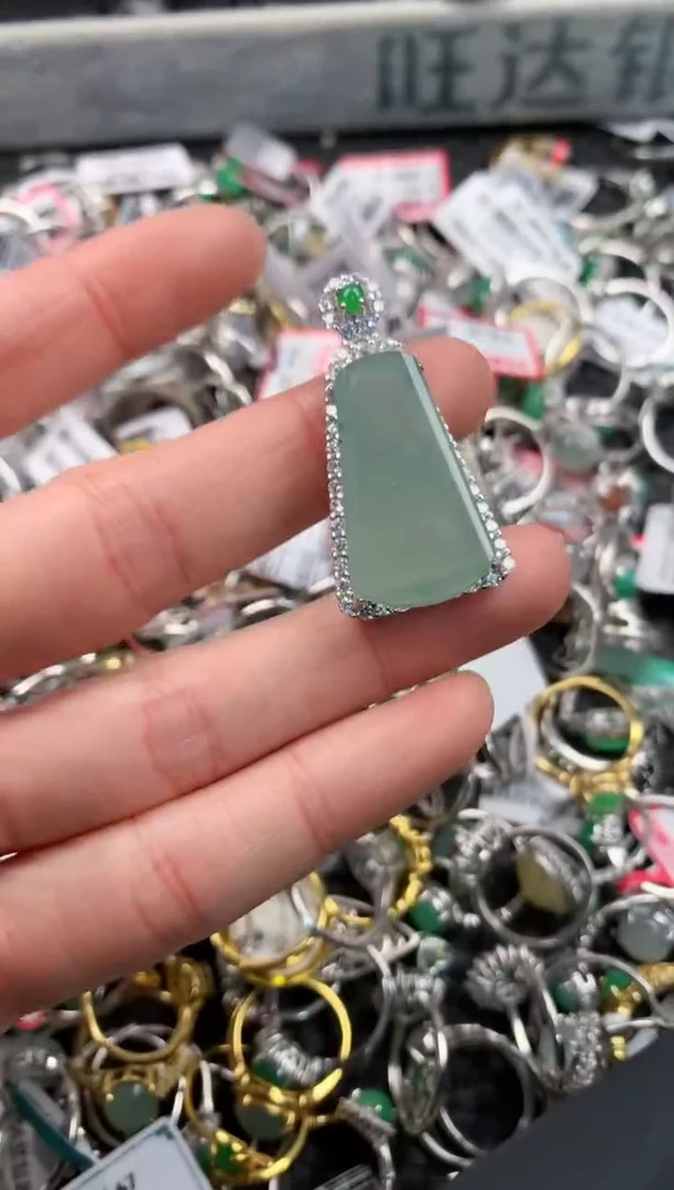 银S925镶嵌戒指翡翠7   3