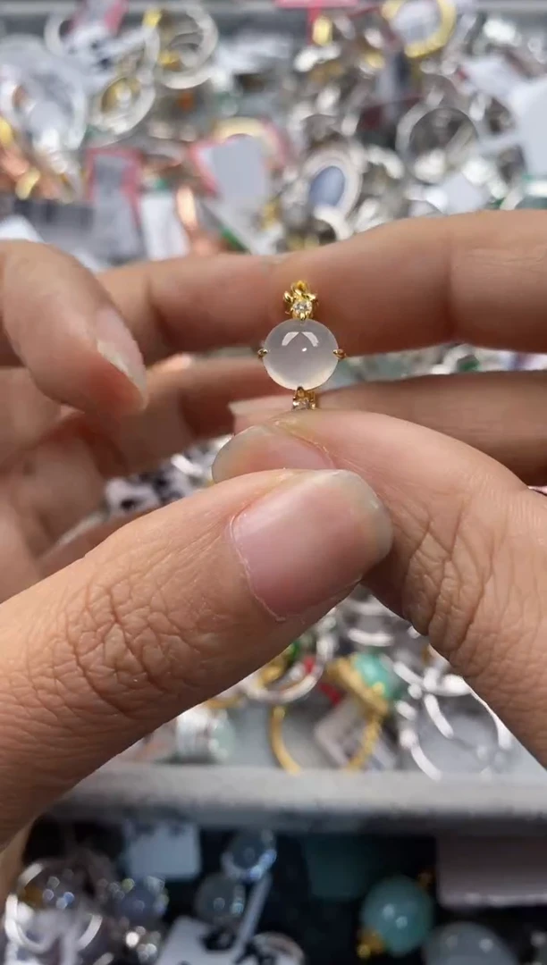 银S925镶嵌戒指翡翠555---8