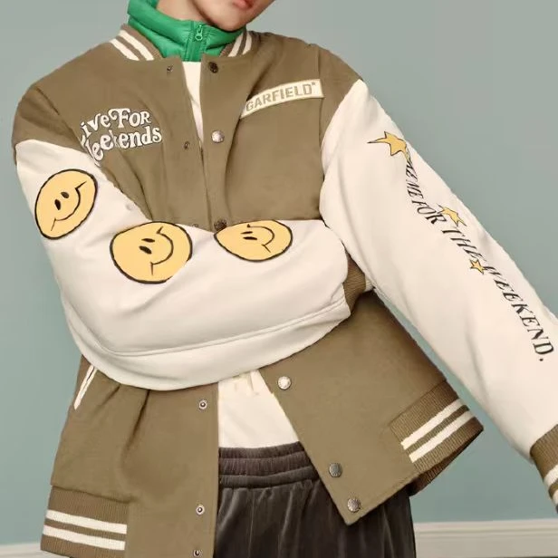 （鸟）C4429卡通刺绣棒球服宽松潮流休闲夹棉外套